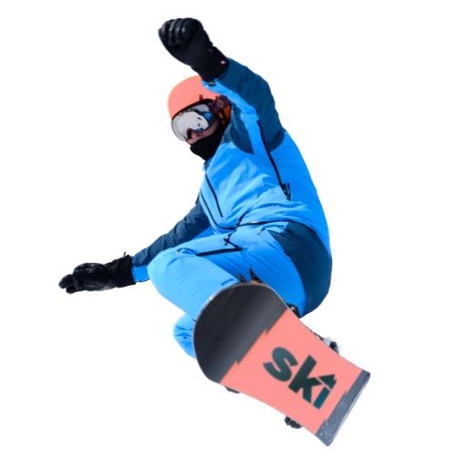 Snowboardista ve skoku